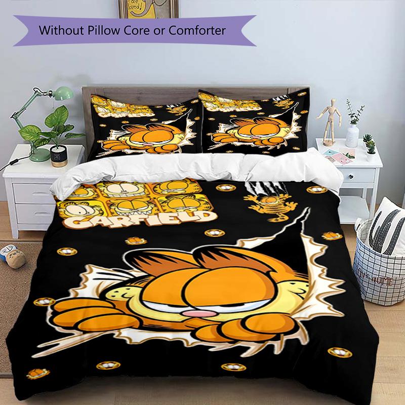 3pcs Duvet Cover Set (1*Duvet Cover + 2*Pillowcase, Without Core), Garfield Print Bedding Set, Bedroom Decor, All‑Season, Birthday Gift