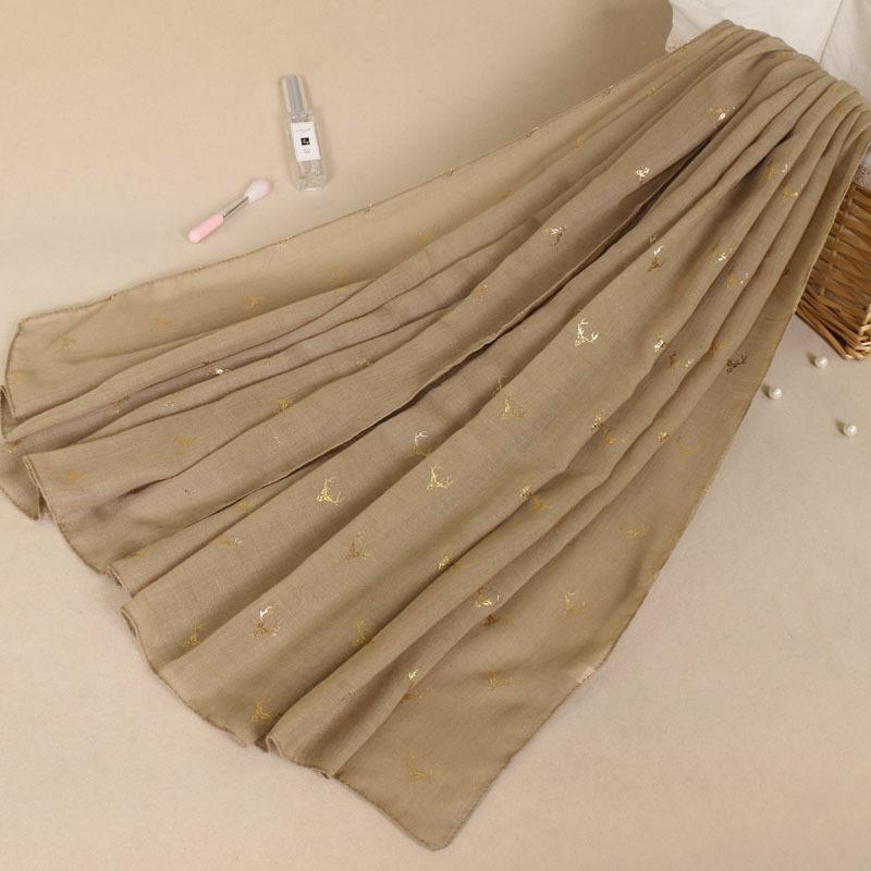 New Deer Autumn and Winter New Product Shawl Cotton Linen Linen Monochrome Bronzing Women's Scarf Long Scarf Versatile