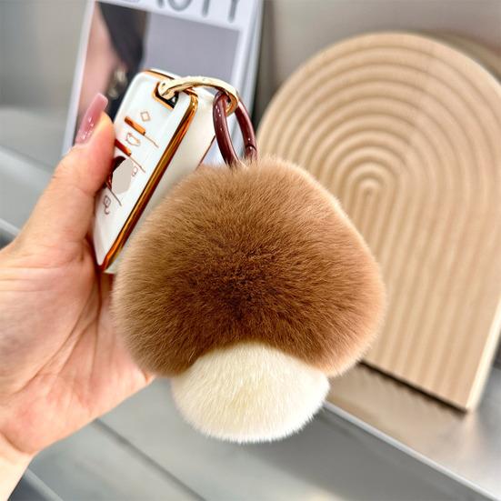 Плюшевый брелок в виде гриба, нечеткий искусственный мех кролика, автомобильный брелок для ключей, DIY брелок, подвеска, украшение, украшение для рюкзака, подарок на день рождения