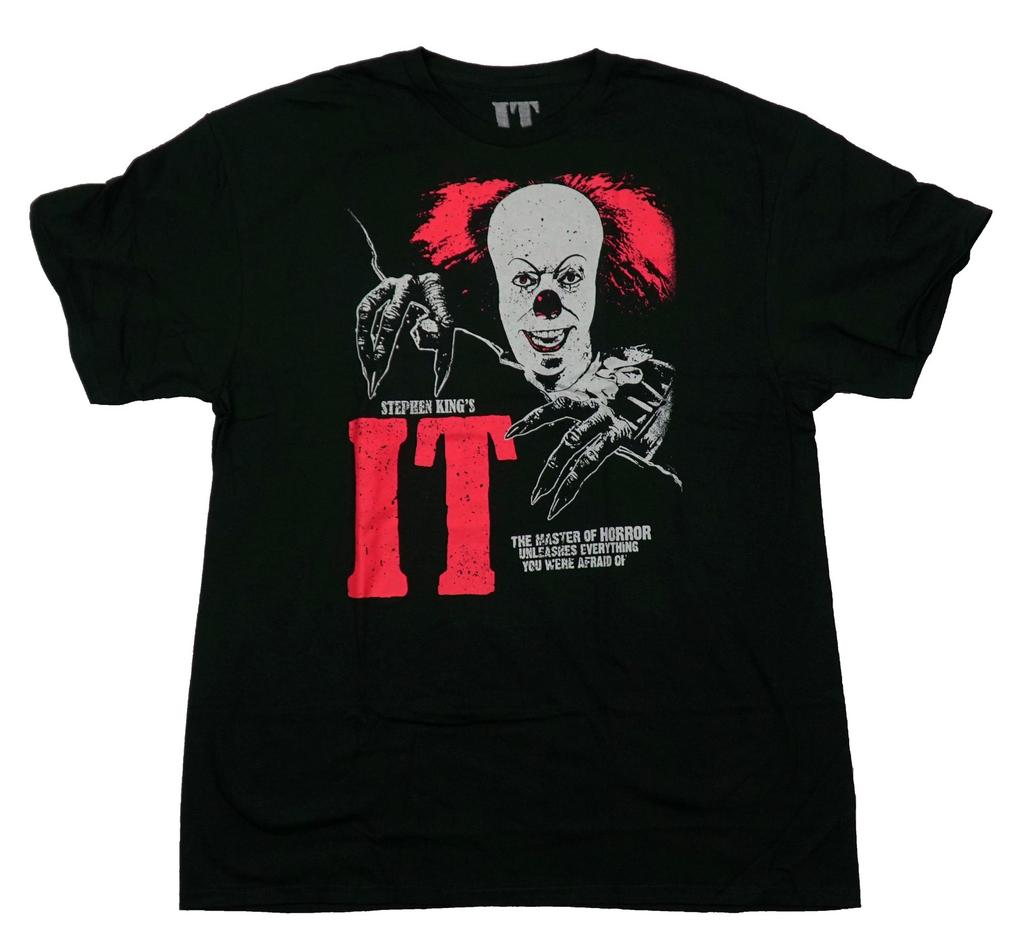 IT New Adult T-Shirt - Distressed Pennywise over The Master of Horror...