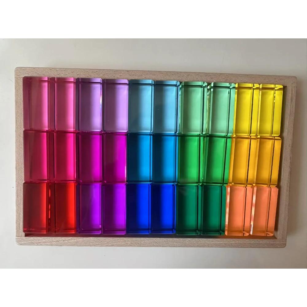 New Design Montessori Toys See Through Rainbow Lucite Stacking Blocks Acrylic HighTransparent for Kids Open Play