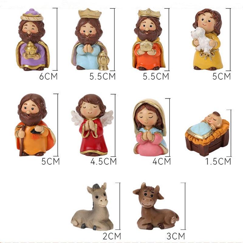 Рождественские подарки мультфильм «Рожденный Иисус» Ясли фигурка Богородицы изделия из смолы украшения для дома Скульптура