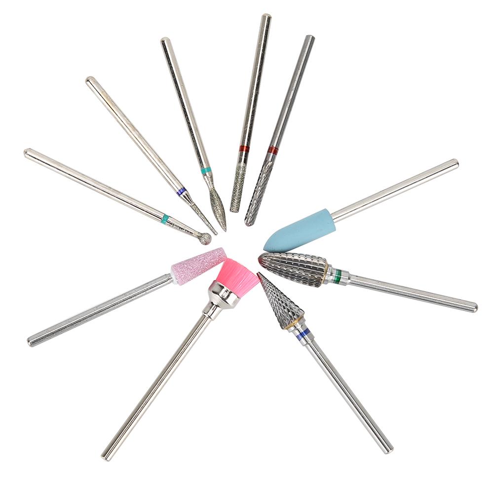10 шт. электрических сверл для ногтей, набор запасных частей для маникюра, педикюра, полировки ногтей