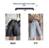 Женские шорты Bootcut с высокой талией из стираной PU-кожи 2025 года - Средней длины, Широкие штанины, Свободный стройнящий крой для Осени/Зимы