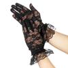 UV Protection Mittens Lace Gloves White Bride Gloves Rose Flower Pattern Party Dressy Gloves