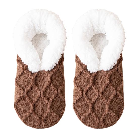 1 пара зимних носков-тапочек, утолщенные, пушистые, плюшевые, устойчивые к холоду, с противоскользящей подошвой, теплые для ног