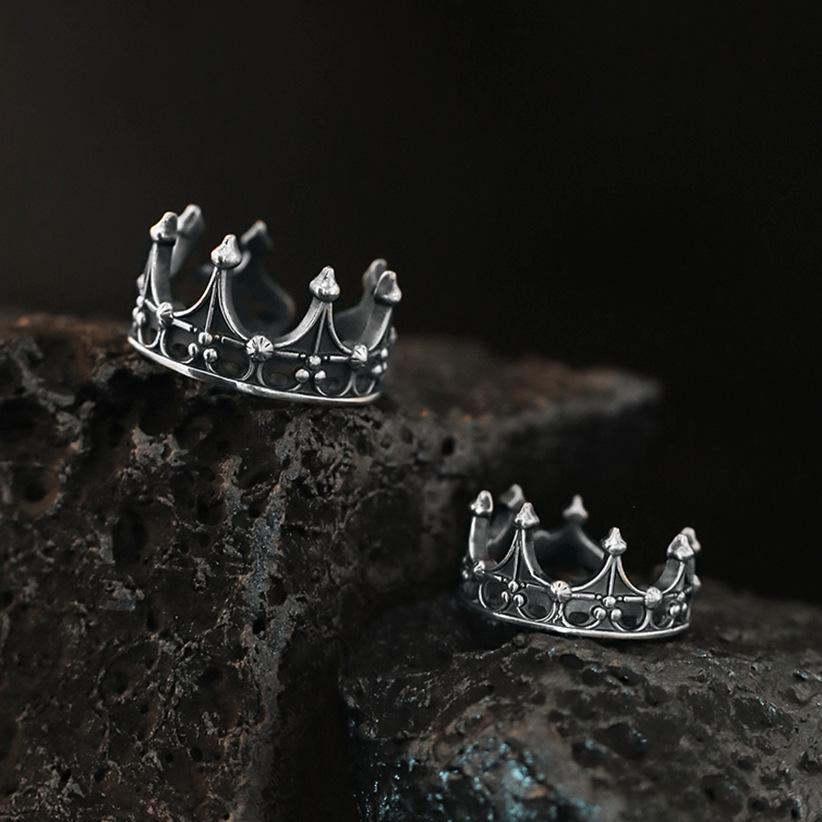 Пара колец унисекс в стиле ретро «Темная корона»: Регулируемый европейский и американский стиль