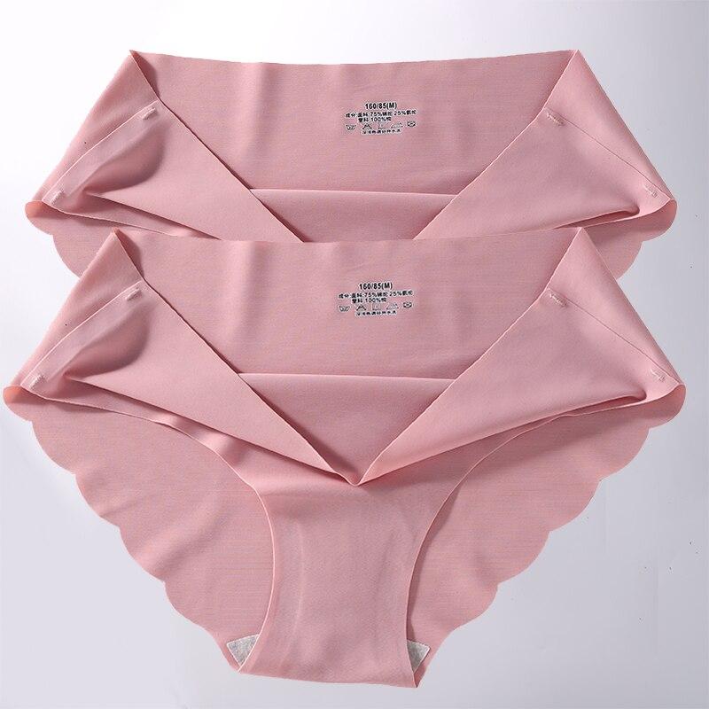 2Pcs/Set Seamless Silk Women's Panties Briefs Women Underwear Female Underpants Comfortable Silk Panty Sexy Woman Lingerie M-XL