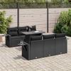 VidaXL Garden Lounge Set 7 Pcs with Cushions Black Wicker 3326416