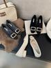2025 Autumn New Metal Square Buckle Light Mouth Single Shoes Women's Thick Heel Square Head Commuting Mary Jane Shoes