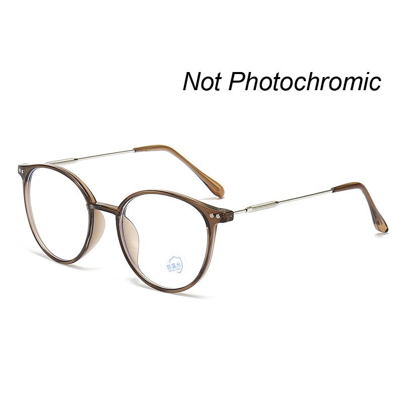 Women'S Fashion Photochromic Myopia Glasses Unisex Ultralight Anti-Uv Near Sight Eyeglasses Men Ladies Vintage Round Eyewear