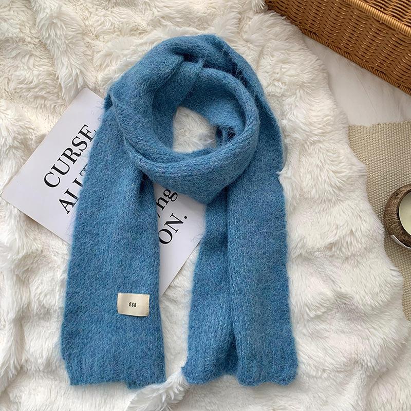 Шарф женский зимний высокого класса новый однотонный теплый шарф из имитации кашемира вязаный шарф шаль