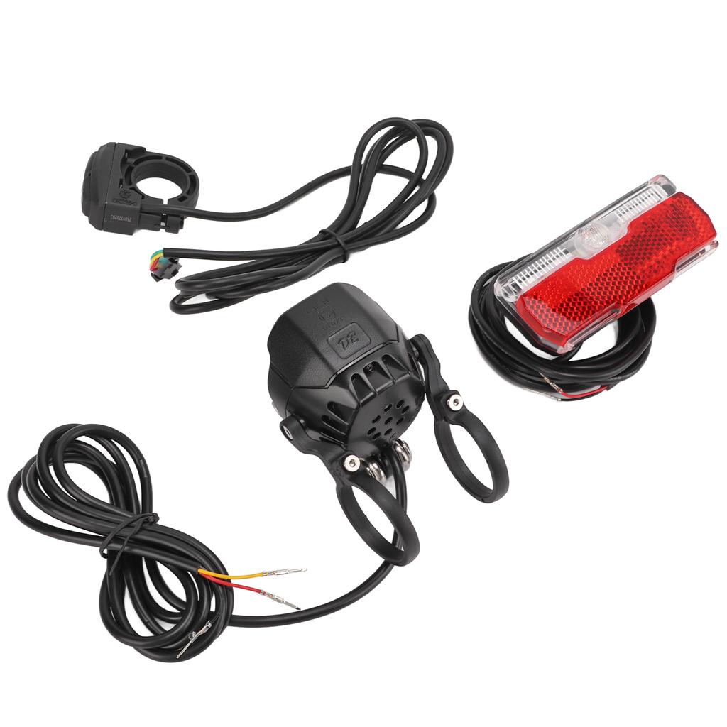24V 36V 48V Electric Bike Front and Rear Light Set Headlight and Tail Light with Horn Kit