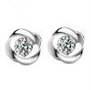 Zhenrong 925 Silver Diamond Stud Earrings: Rotating Love High-End Retro Design, Ladies' Bestselling Silver-Plated Jewelry