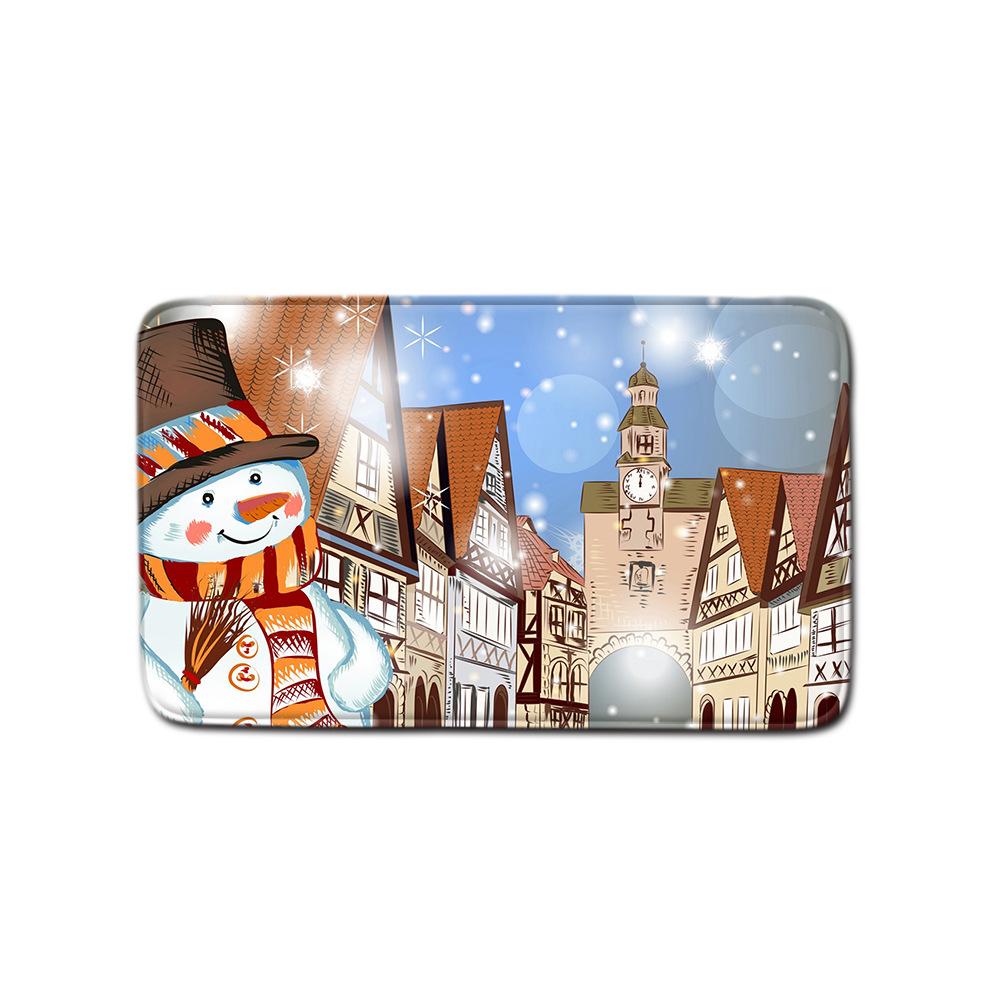 Christmas Shower Curtain Floor Mat Combination Four-Piece Set Bathroom Toilet Carpet Shower Room Mat Foot Mat