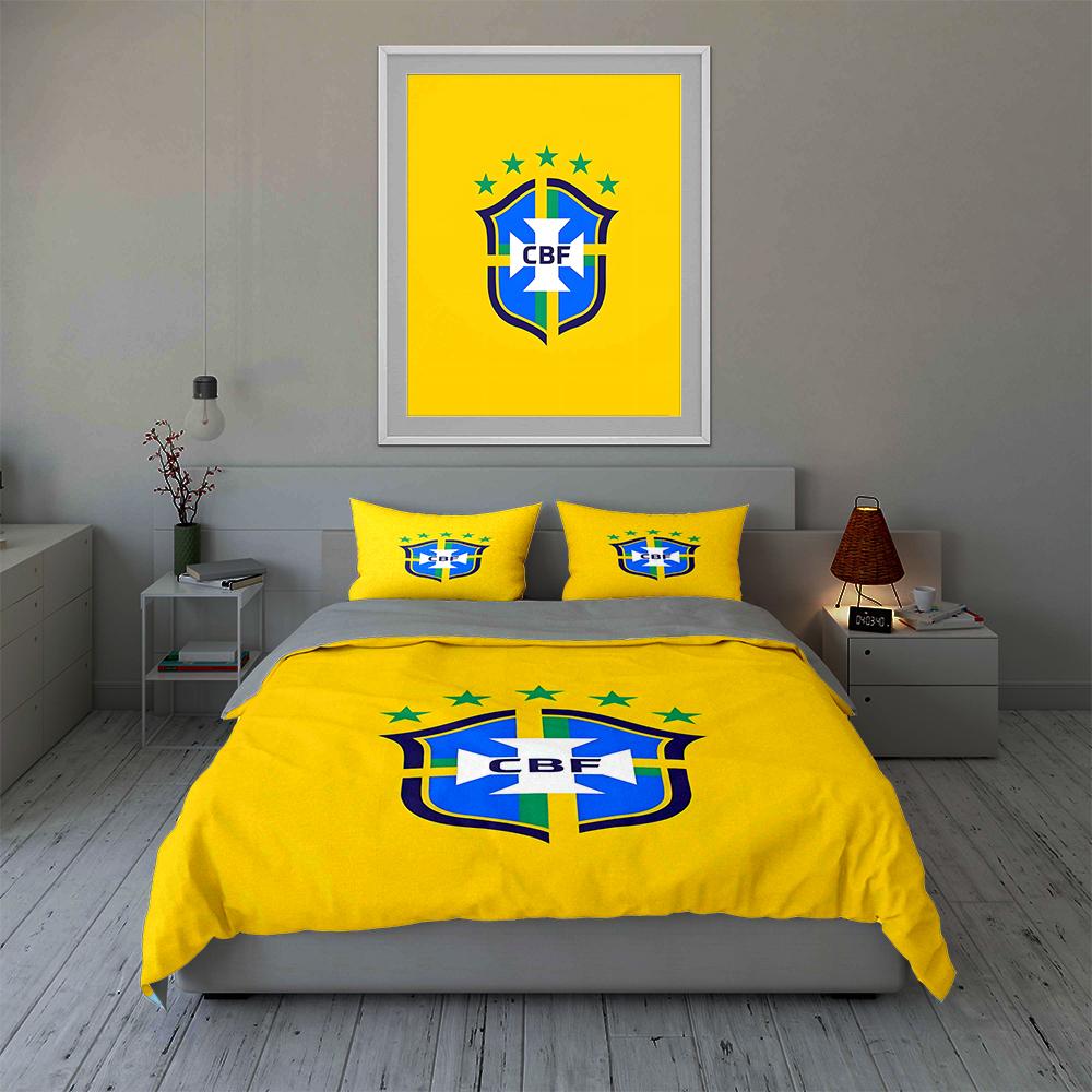 Brazil football emblem. Bedding Duvet cover sets Duvet covers Pillowcases gifts (1 * Duvet Cover 2 * Pillowcases, without duvet insert)