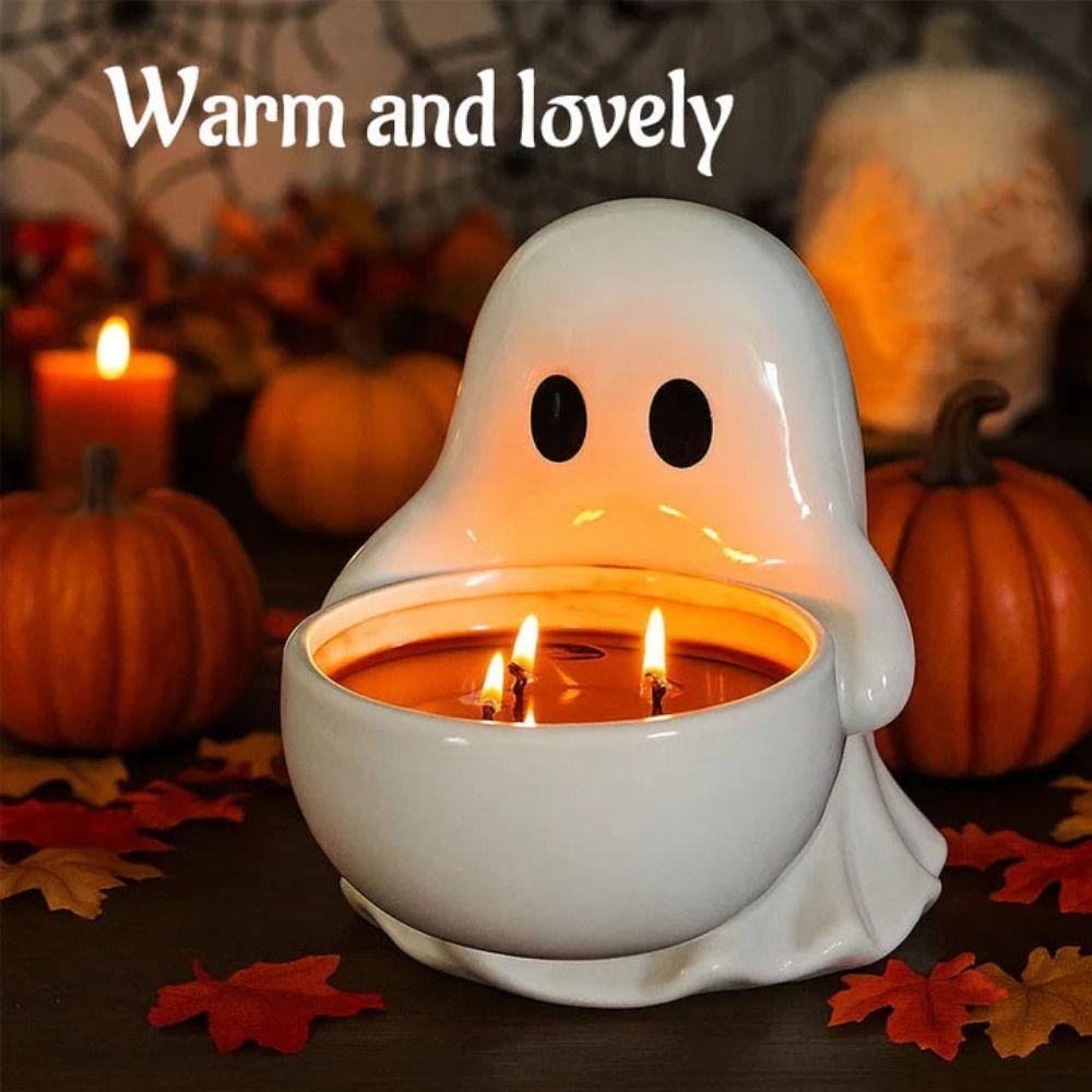 Resin Halloween Ghost Candle Holder Gothic Halloween Candlestick Holder Party Decorations