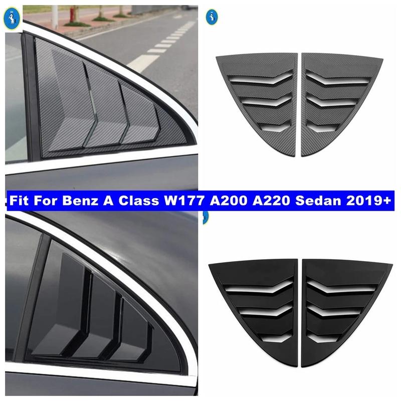 Black / Carbon Fiber Rear Window Louvers Spoiler Panel Cover Trim Accessories For Benz A Class W177 A200 A220 Sedan - 2024