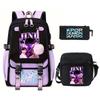 Kids Printed Backpack School Use Lightweight Oxford Fabric Bag With Arc Shoulder Straps 20-35L Capacity Neutral Style