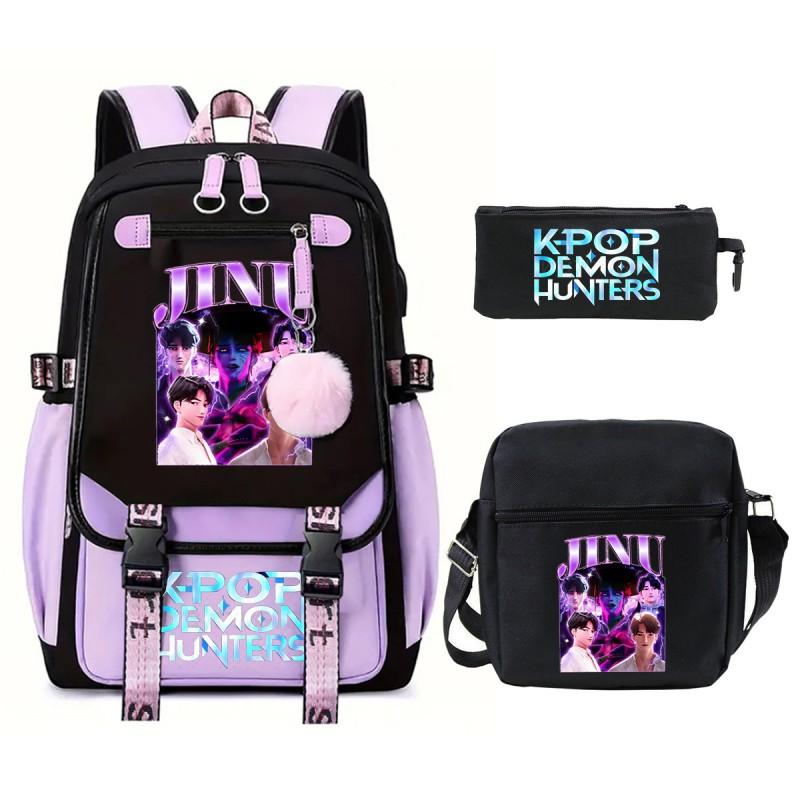 Kids Printed Backpack School Use Lightweight Oxford Fabric Bag With Arc Shoulder Straps 20-35L Capacity Neutral Style
