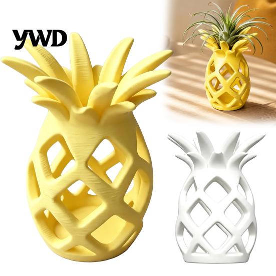 Decorative Window Sill Planter Hollow Pineapple Flower Vase for Air Plants, 3D Printed Geometric Small Plant Display Holder Planter, Desktop