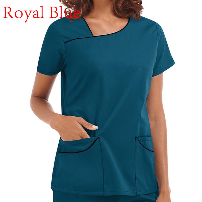Женские летние топы, футболка с коротким рукавом и v-образным вырезом, карман, униформа с принтом, сексуальная медсестра, работники клиники