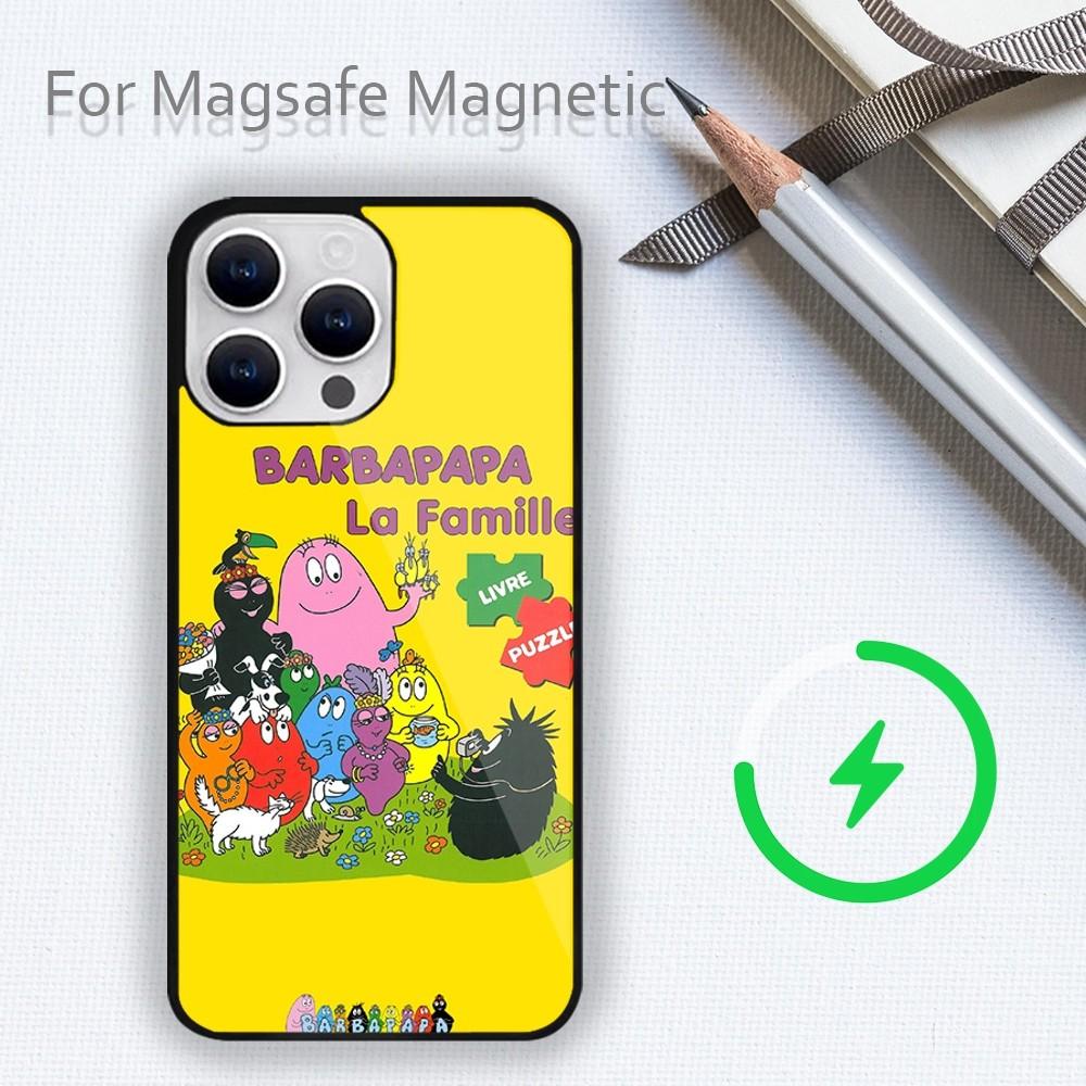 Чехол для телефона Barbapapa с рисунком из мультфильма для iPhone 15 14 13 12 11 Plus Pro Max Magsafe с магнитной беспроводной зарядкой