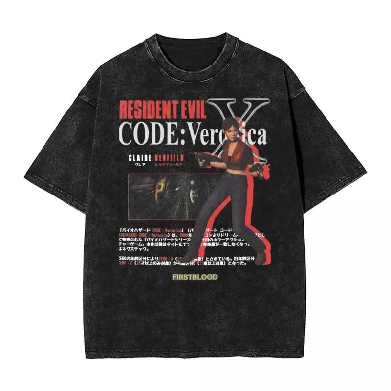 Residents Evils Biohazard 3 T Shirt Washed Short Sleeve Harajuku T-Shirts Horror Game Fashion Women Tops Graphic Tops Tees