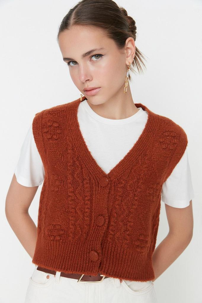 Women's Elegance Style Sweater Stone Soft Textured Knitwear Vest