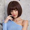 HAIRCUBE Короткие прямые парики Боб Коричневые синтетические парики с челкой для женщин Ежедневные натуральные парики Лолиты Термостойкие