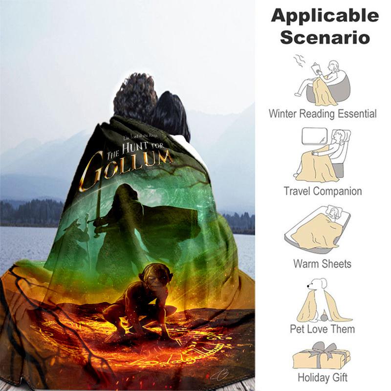 1pc The Hunt for Gollum Cartoon Blanket,Portable Throw for Travel & Camping, All Season Cozy Blanket,Ideal Gift