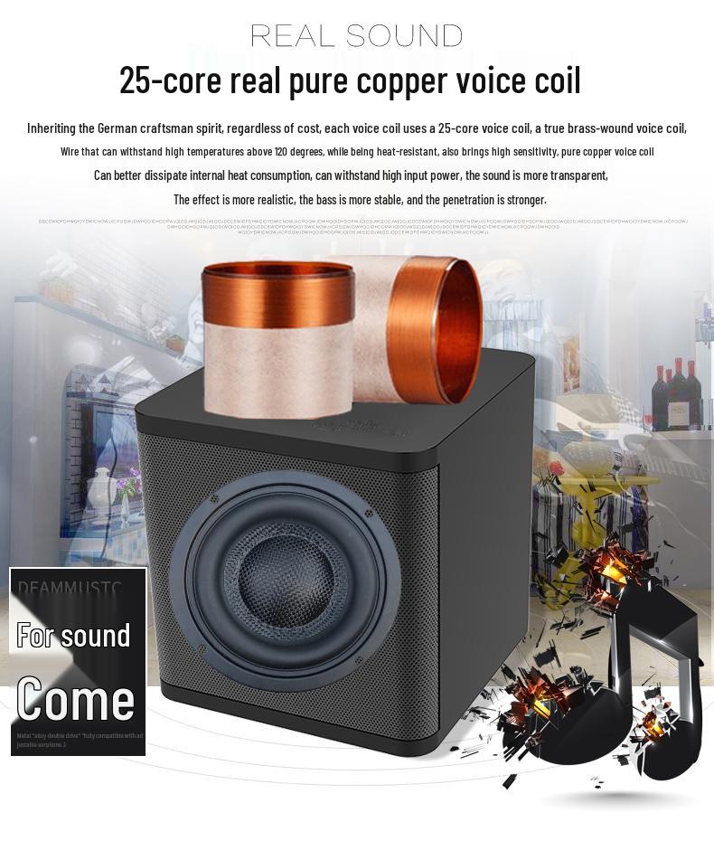 4-дюймовый HIFI-динамик с сабвуфером и глубокими басами, стекловолоконный диффузор
