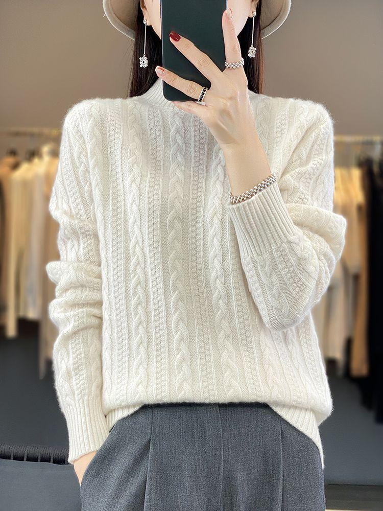 Вязаный свитер Cable Twist Turtle Neck, элегантный свитер с длинными рукавами для осени и зимы, женская одежда