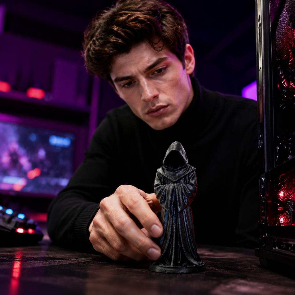 3D-печатная фигурка в одежде с капюшоном Загадочная статуя в плаще Декоративная скульптура для домашнего офиса Настольный дисплей и коллекция