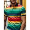 Trendy Striped Short-Sleeve Polo Shirt, Men's Casual Fashion Essential