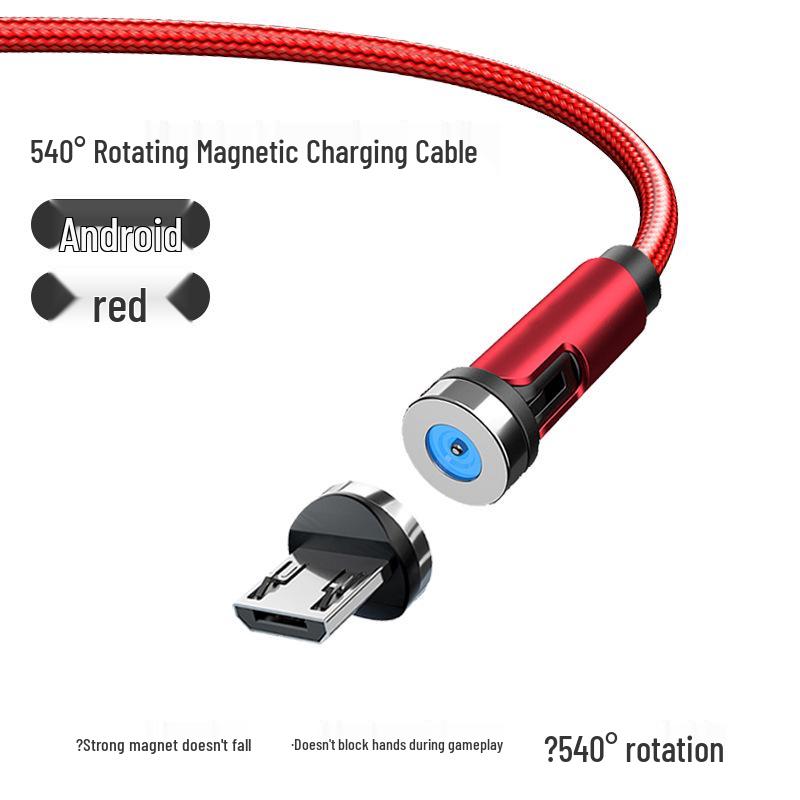 Вращающийся на 540° Магнитный зарядный кабель: Гибкий кабель для передачи данных 3-в-1