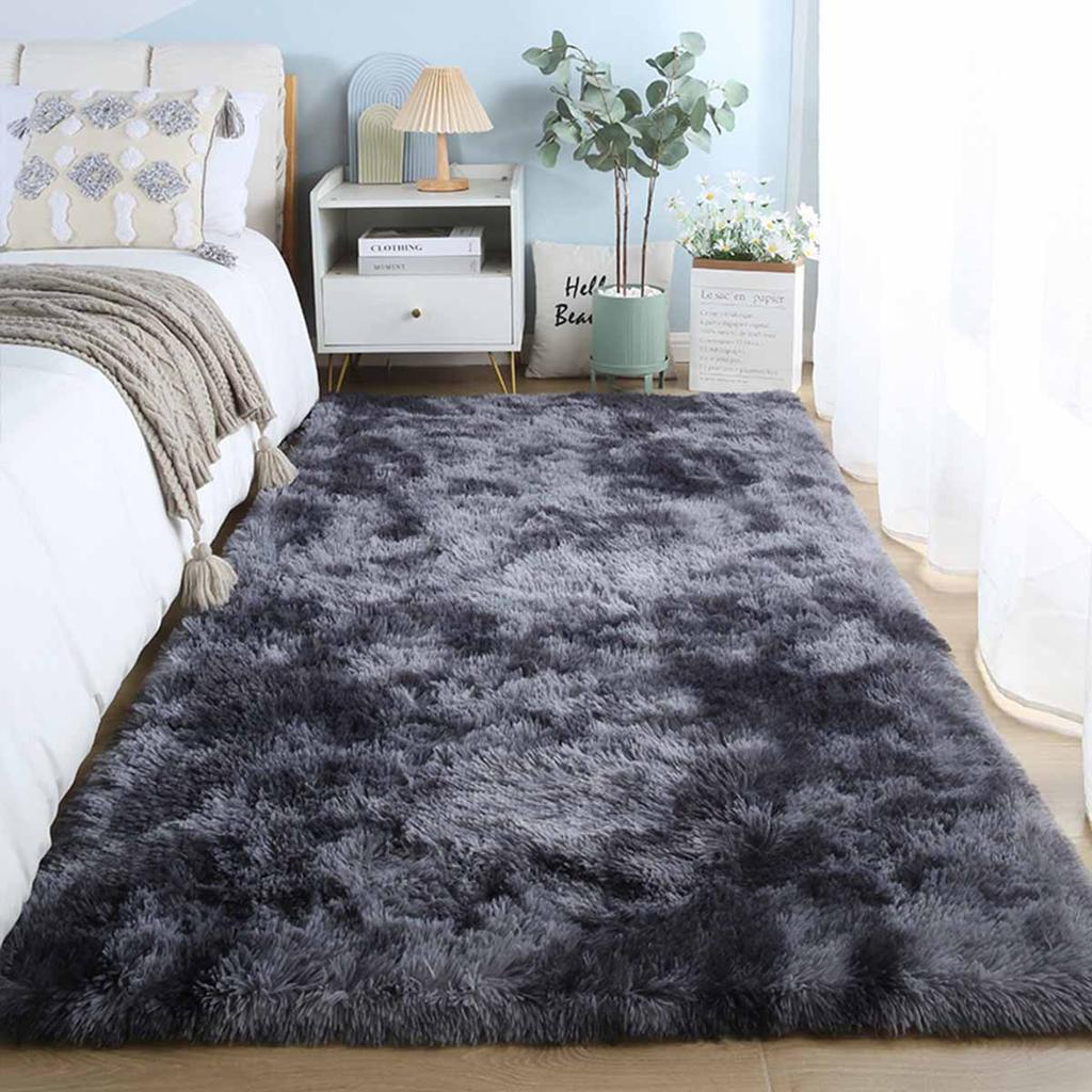Modern Grey Fluffy Anti Slip Rug For Living Room Sofa And Bedroom Decor Washable Large Floor Covering Mat