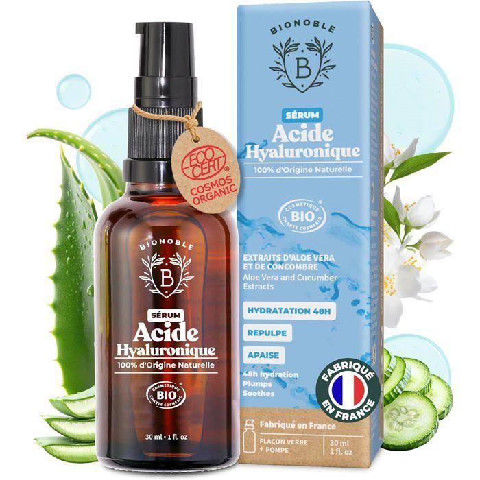 Sérum visage - SWROSE - Acide hyaluronique bio - Hydratant 48h - Anti-âge anti-rides - Flacon verre 30 ml