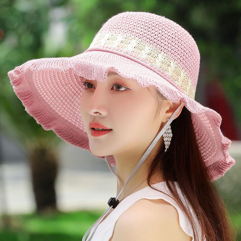 Cotton and Linen Foldable Hat for Women Summer Sun Shading and Sun Protection Hat Women's Large Eave Beach Cooling Hat Basin Hat