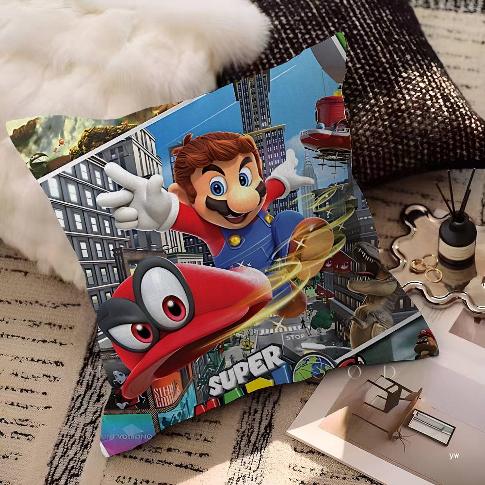 Cartoon Super M-Marios Cute Pillow Cushion Cover Pillowcase Living Room Sofa Home Decor Customized