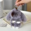 Fluffy Play Dead Rabbit Doll Fashion Plush Rabbit Pendant Rabbit Fur Keychain  Women