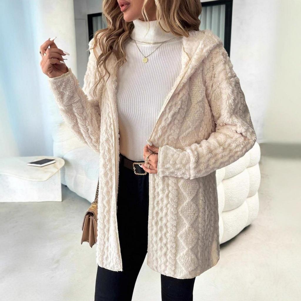 Womens Winter Coats Warm Plush Jackets Open Front Long Sleeve Cardigan Trendy Fuzzy Outerwear