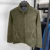 Men Coat Stand-Up Collar Long Sleeve Zipper Closure Polar Fleece Jacket with Pockets Winter Thickened Warm Outerwear