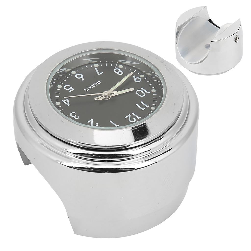 Водонепроницаемые мотоциклетные часы с хромированным покрытием, часы с циферблатом для велосипеда для рулей 7/8 дюйма - 1 дюйм, черный циферблат