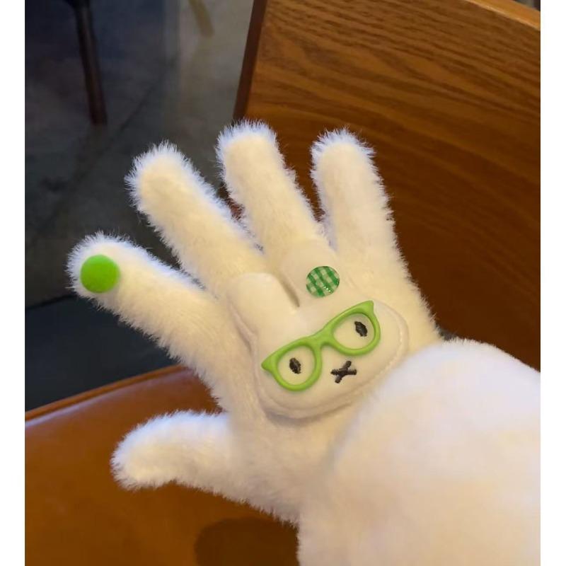 Высококачественные перчатки в виде кролика Миффи, полностью плюшевые, ветрозащитные, холодостойкие, теплые, полностью закрывающие пальцы