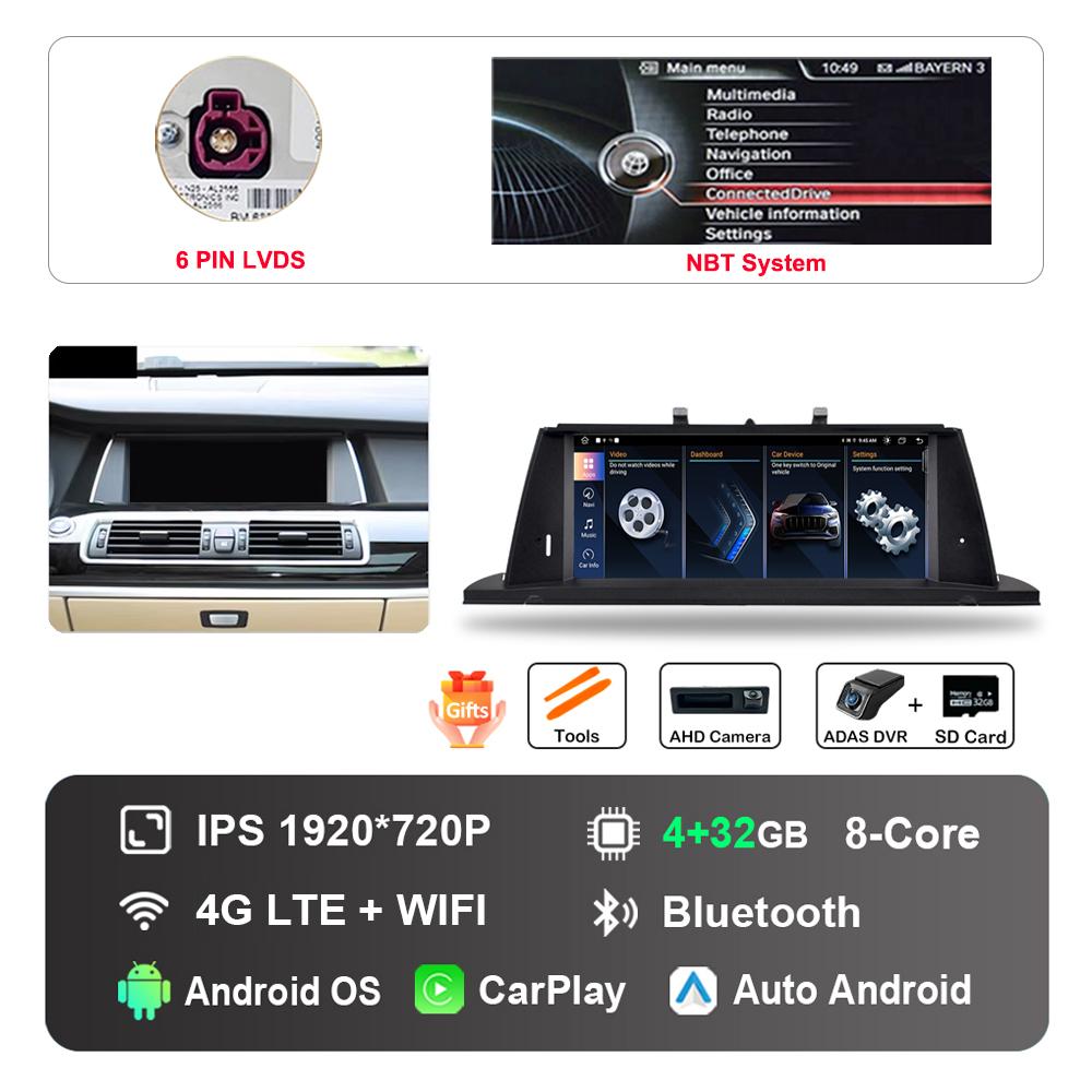 10.25 inch for BMW 5 Series F07 GT 2011 - 2017 CIC NBT System DSP Stereo GPS HD Touch Screen Android Car Radio Multimedia Player