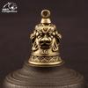 Медный колокольчик с тремя головами льва, маленькие украшения для стола, украшения в стиле фэн-шуй, ретро латунный брелок, подвески, домашний декор для гостиной