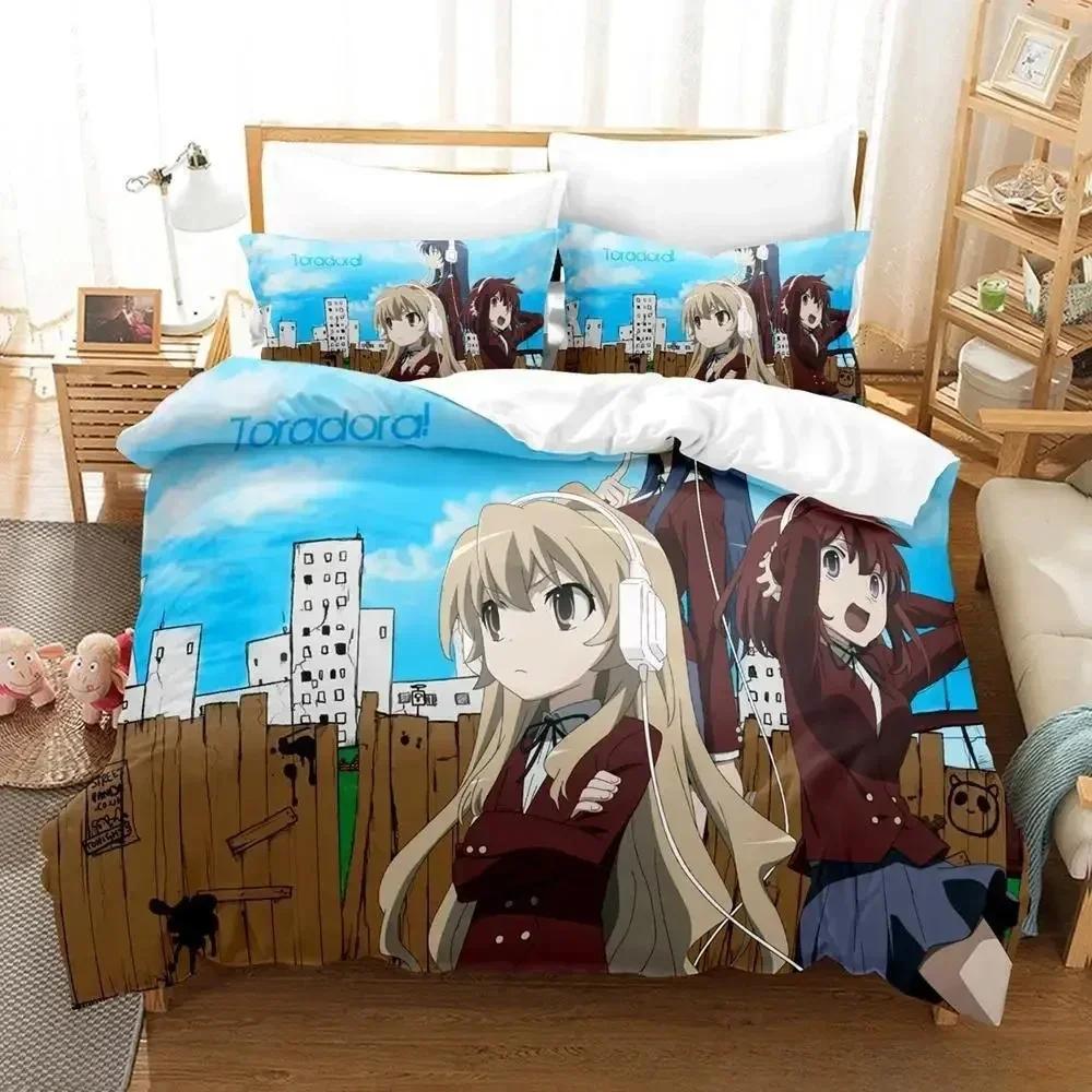 Одеяло Новый Набор Постельного Белья Toradora Мультяшное Аниме Трех peças Набор Взрослый Ребенок Спальня S 3D Кавайи Девочки Постельное Белье Двуспальное