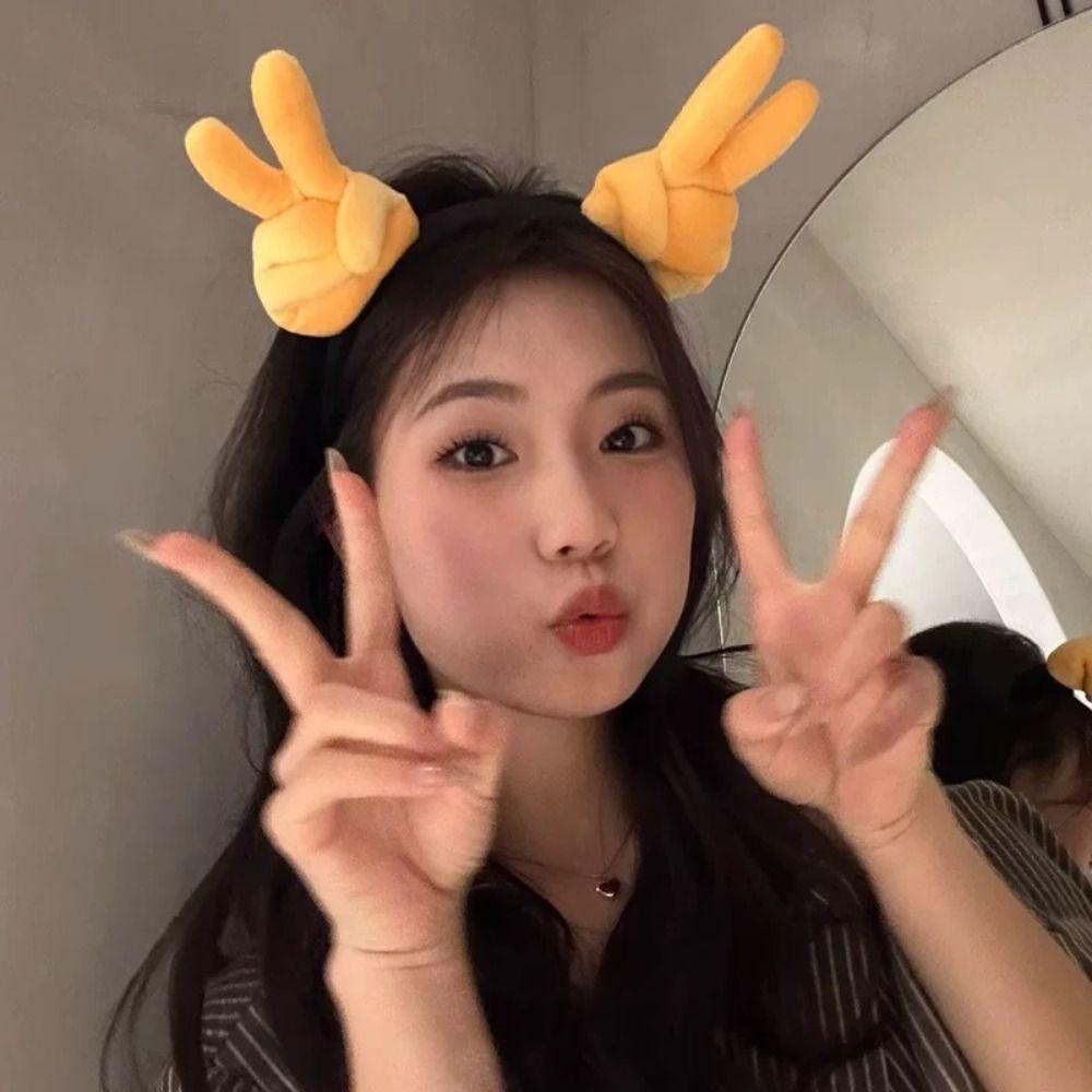 Hand Heart Funny Gesture Headband Plush Cosplay Hair Hoop Cute Plush Hairband  Photo Pros