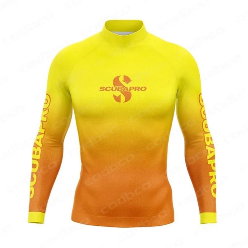 Diving Rash Guard Men Women UV Protection Quick Dry Swim Top Gradient Color Surfing Snorkeling Wetsuit Upper